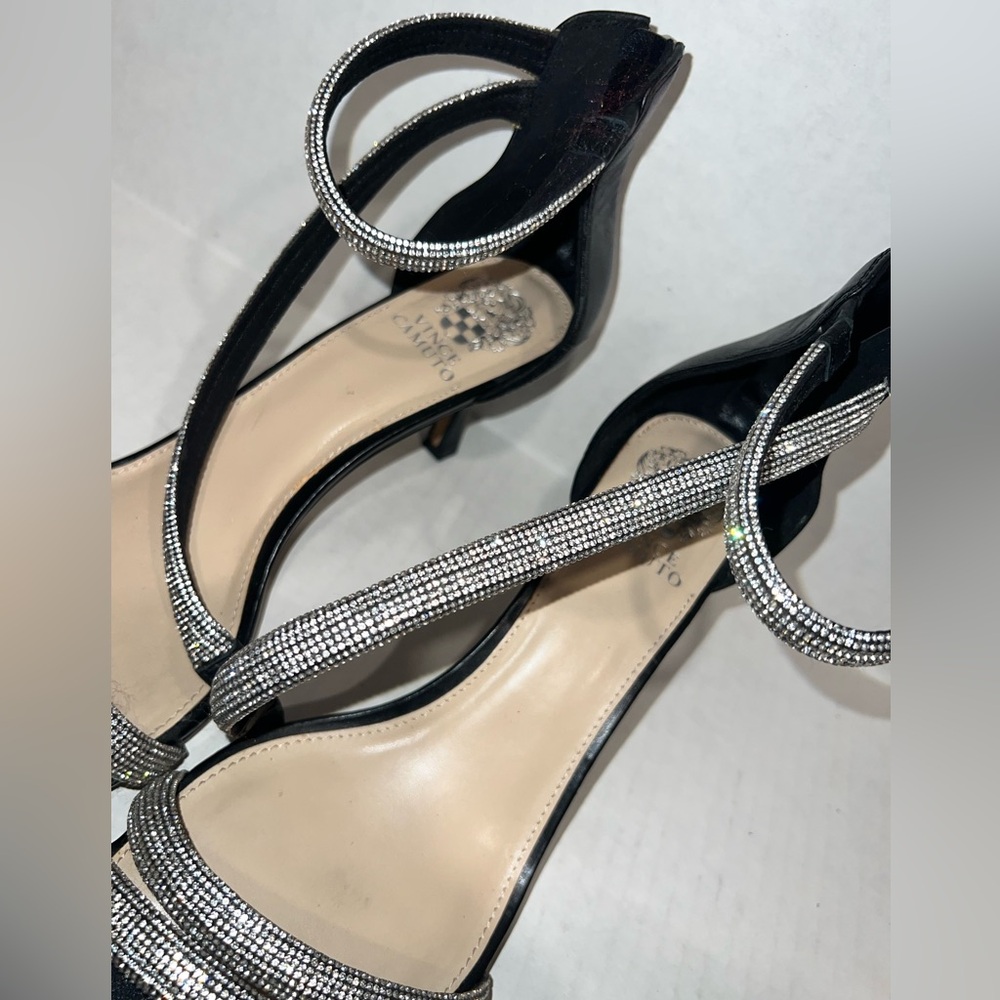 Vince Camuto Arklin Black and Silver Strappy Heels - Picture 9 of 16